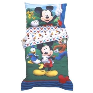 Toddler Mickey comforter, short, fitted sheet.